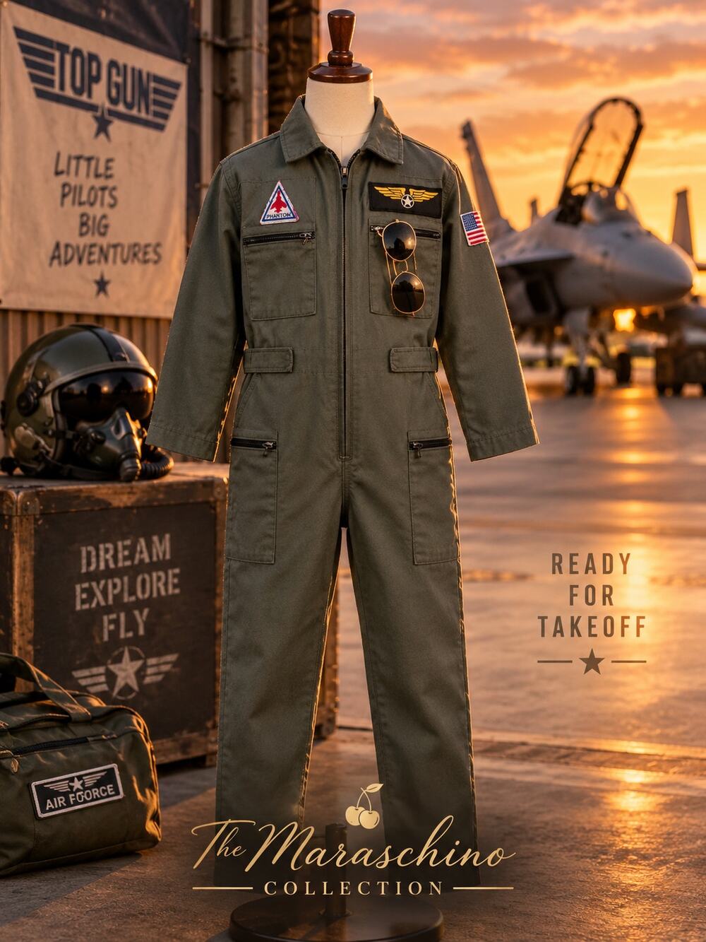 Kids Top Gun Pilot Costume Size 7-8 Large Military Air Force Flight Suit Unisex